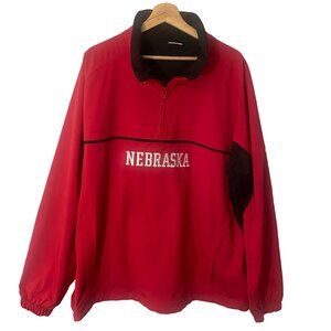 Columbia Quarter Zip Nebraska Cornhusker Sport Jacket Men XXL Red Mesh Line Logo